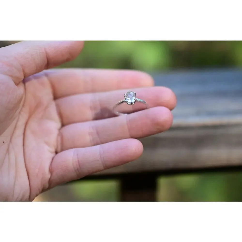 Herkimer Diamond Ring Rustic dainty unique alternative simple minimalist natural